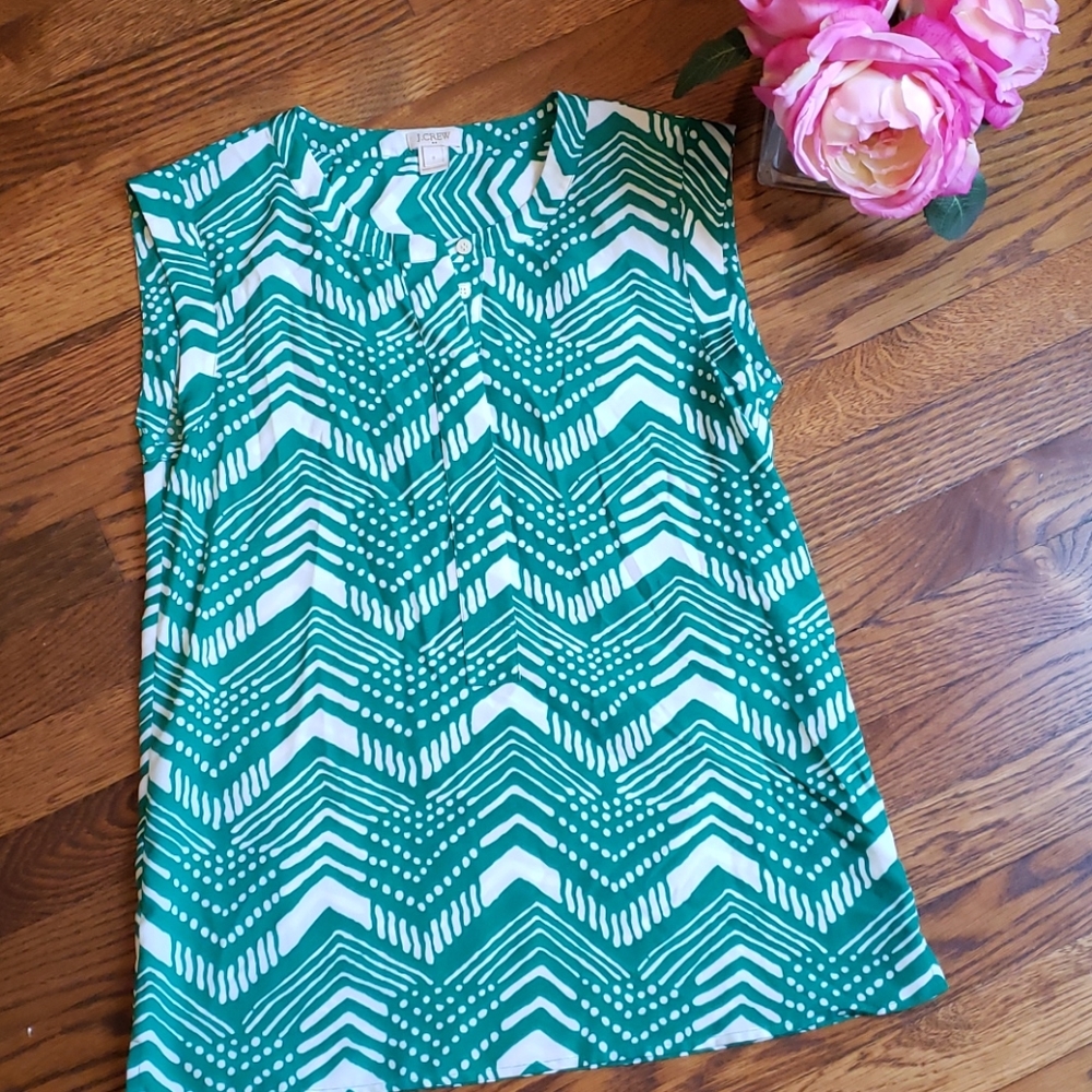 J.Crew Green and White Blouse Size 0